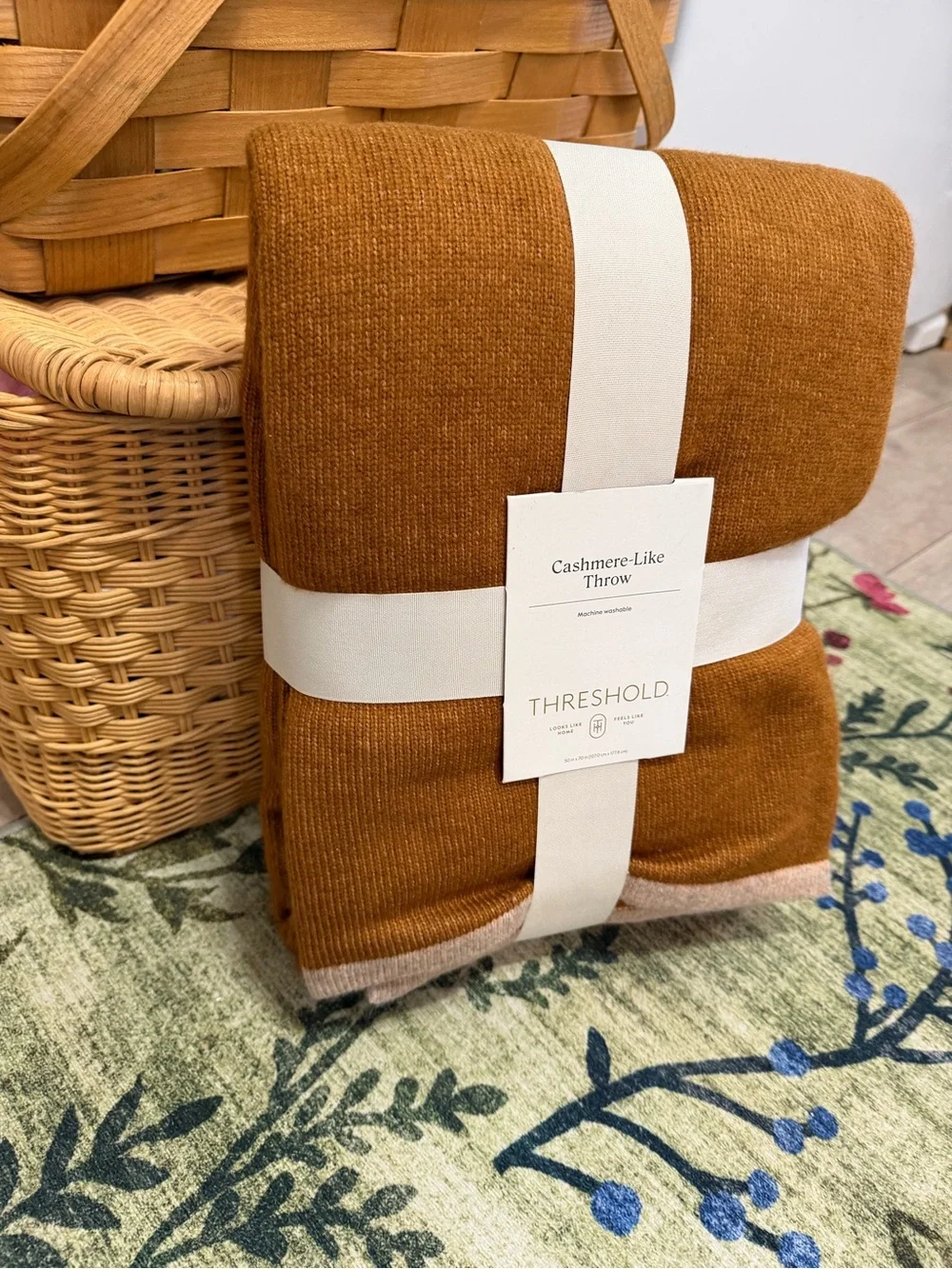 Threshold Caramel Throw with Cream Border
